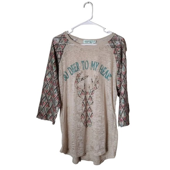 Southern Grace Top Womens 2xl Burnout Sheer - Picture 1 of 15